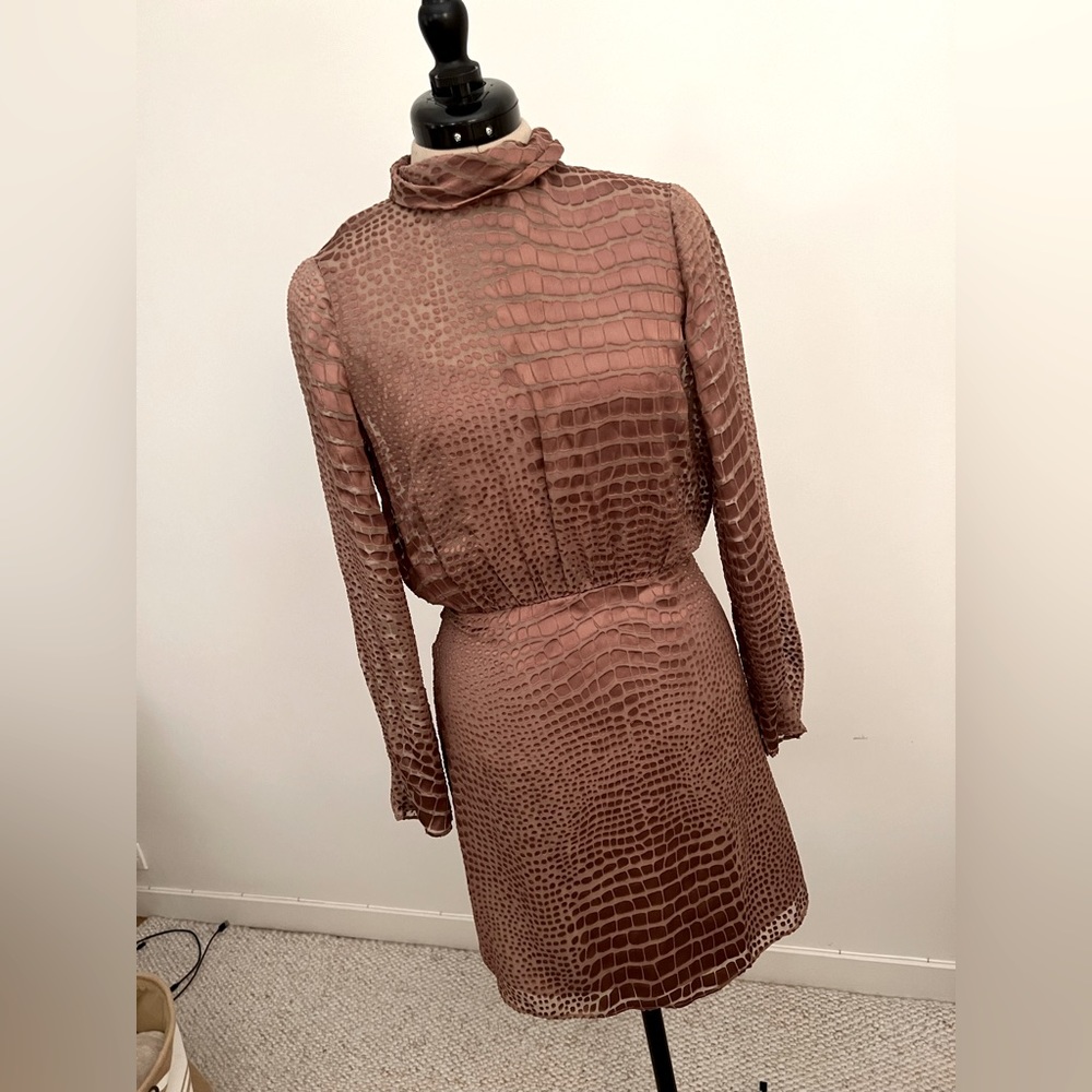 Reiss Renata Burnout Snake Brown Pattern Dress US Size 2